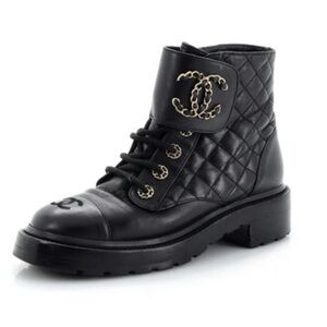 Chanel Chain CC Combat Boots - 37.5